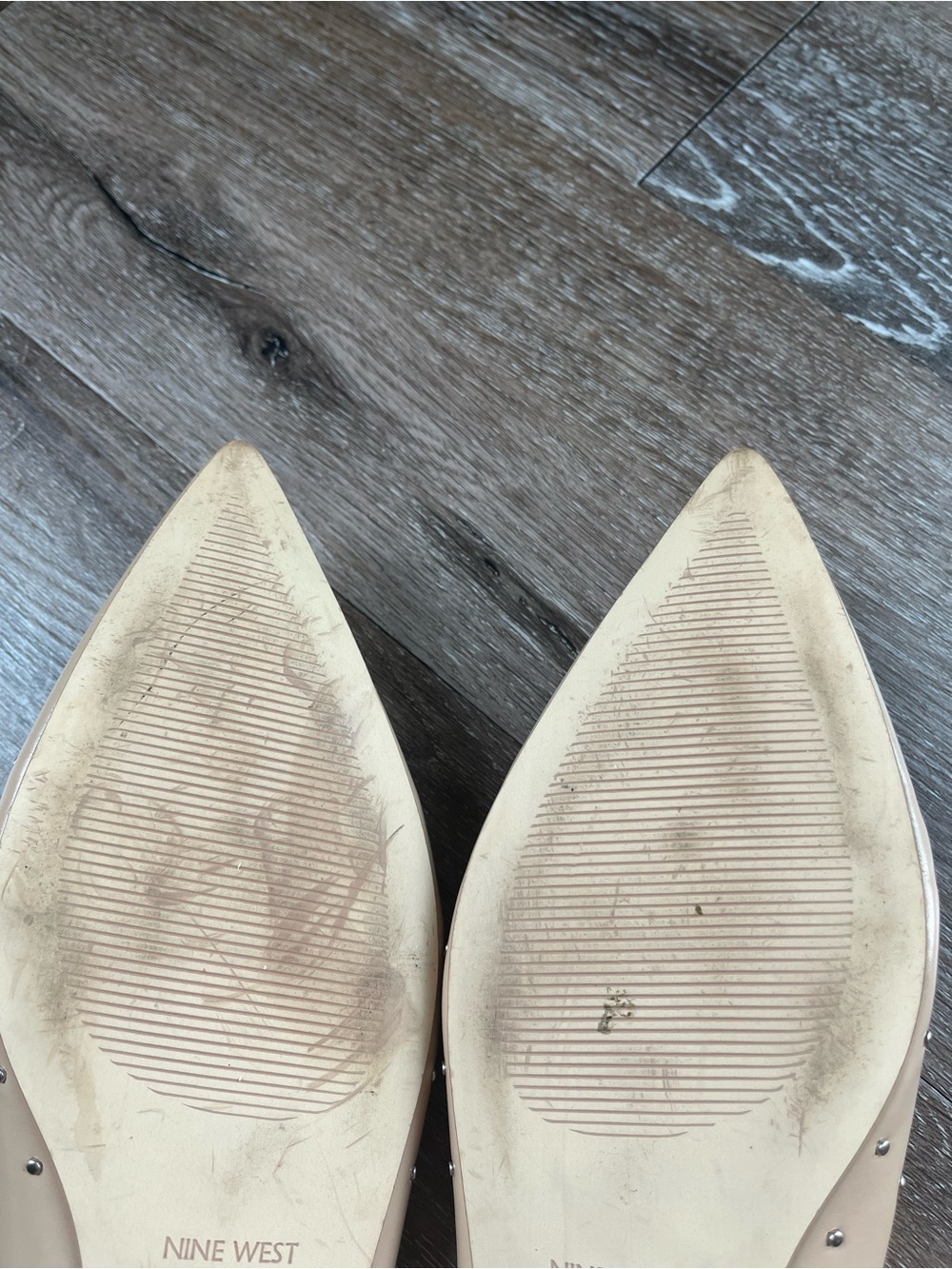 Nine West Beige Pointed Stud Slingback Flats - Picture 5 of 5